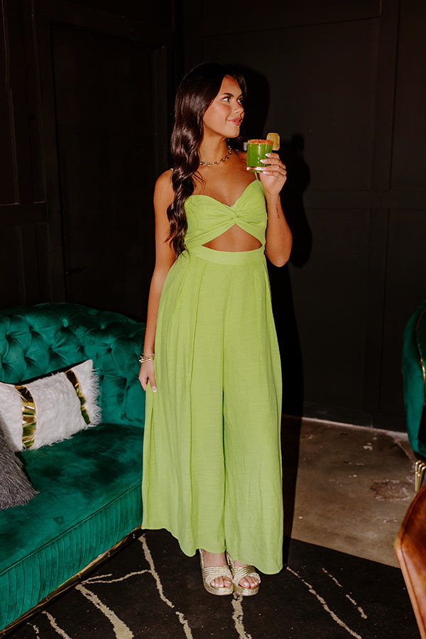 Lush & Luxe Cut Out Jumpsuit In Lime Image - 1