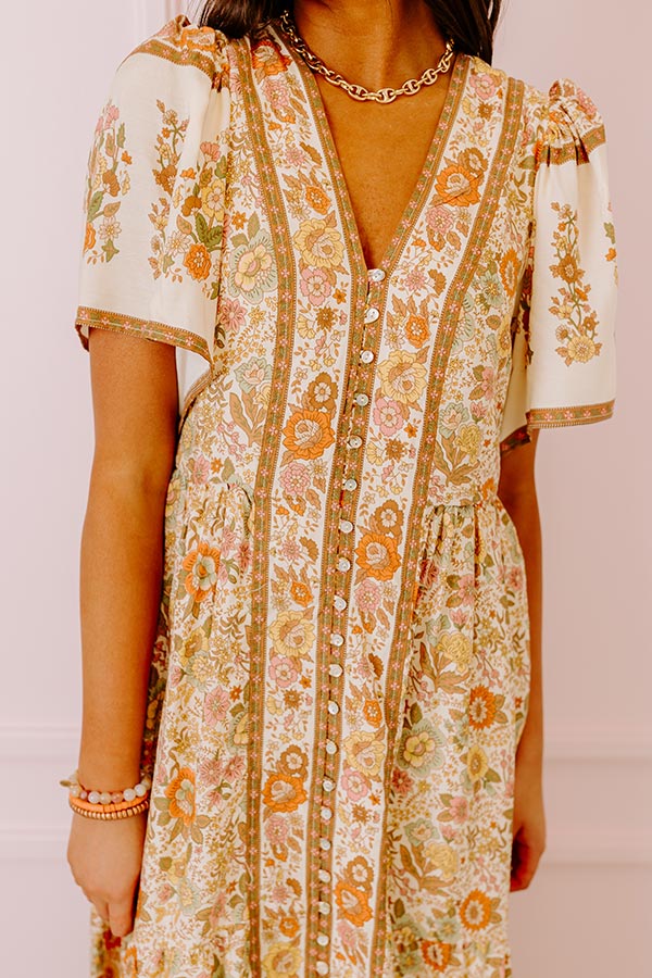 Soho Stroll Floral Midi in Cream Image - 2
