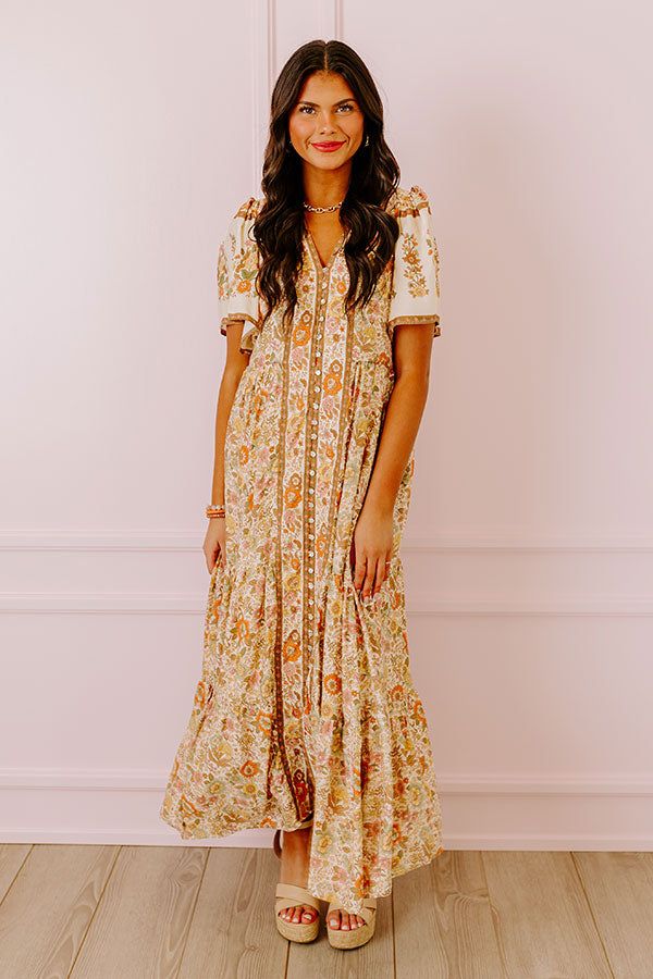 Soho Stroll Floral Midi in Cream Image - 1