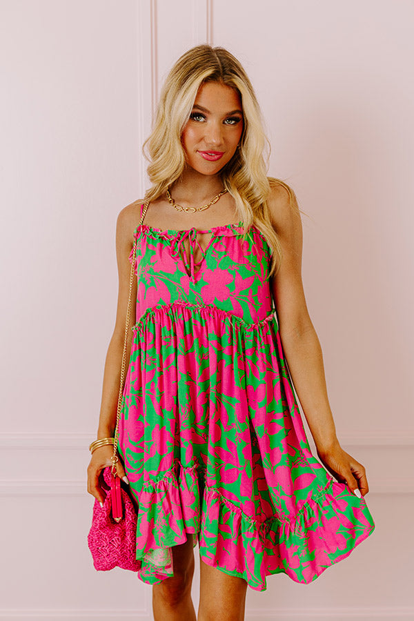 Tropicana Trendsetters Babydoll Mini Dress in Hot Pink Image - 1