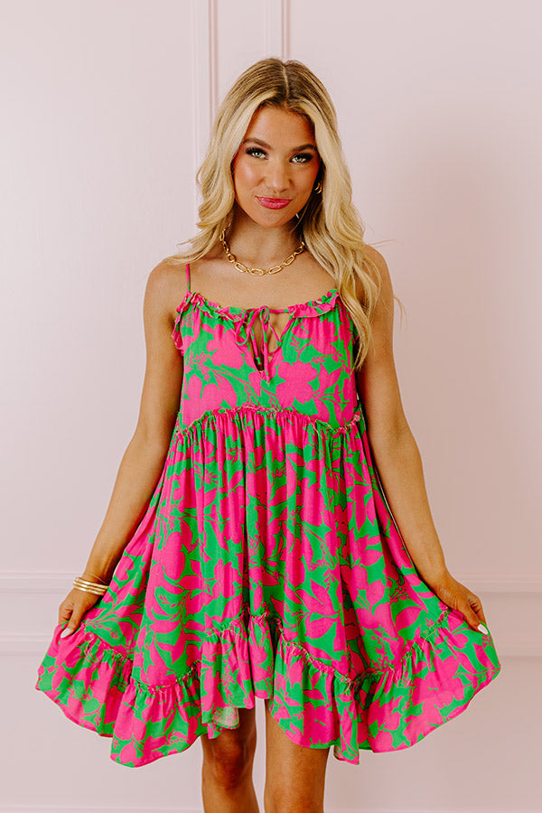 Tropicana Trendsetters Babydoll Mini Dress in Hot Pink Image - 5