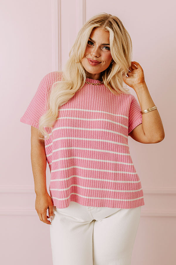 City Chic Knit Top in Pink Curves Image - 1