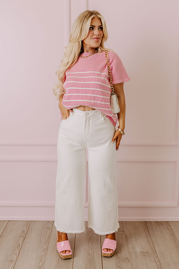 City Chic Knit Top in Pink Curves Image - 2