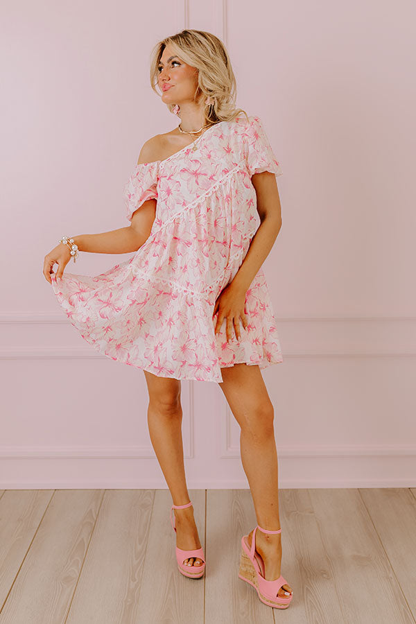 Botanical Garden Stroll Asymmetrical Mini Dress in Pink Image - 2