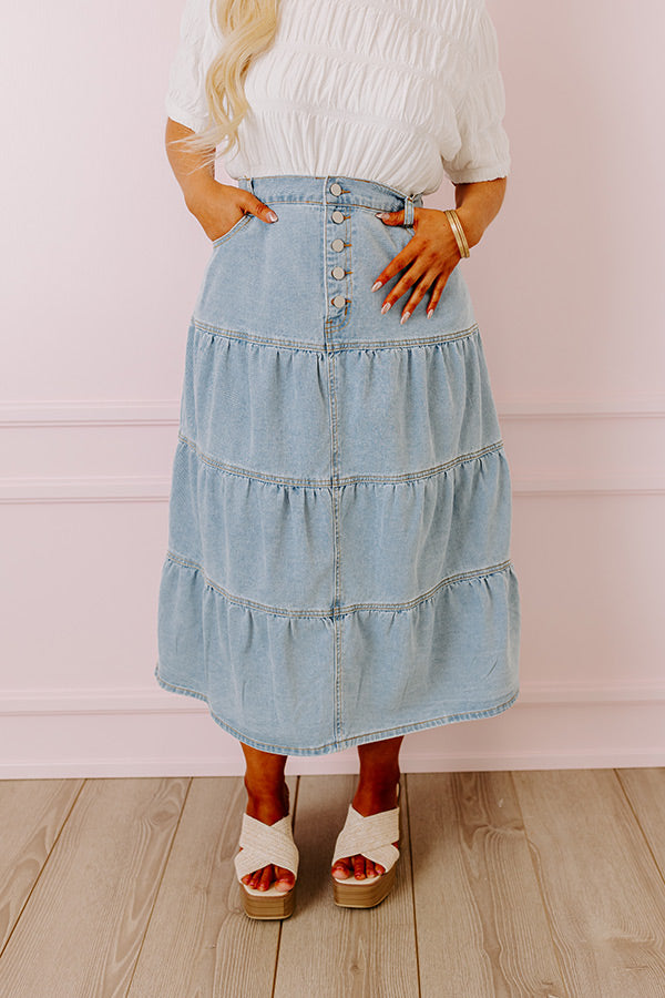The Jacey Denim Skirt Curves Image - 2
