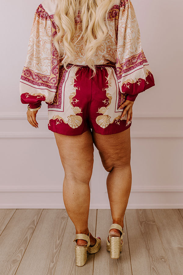 Collecting Seashells Shorts in Wine Curves Image - 5