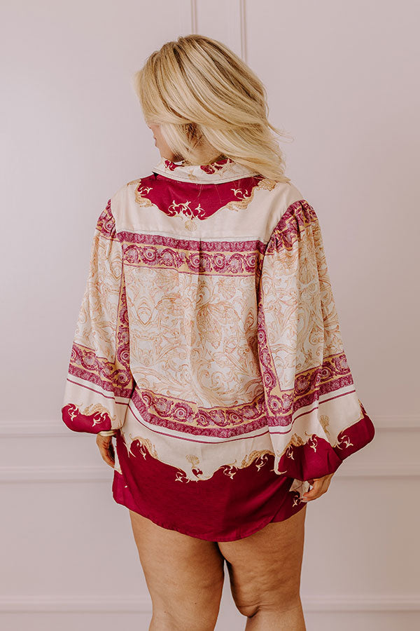 Collecting Seashells Button Up in Wine Curves Image - 4