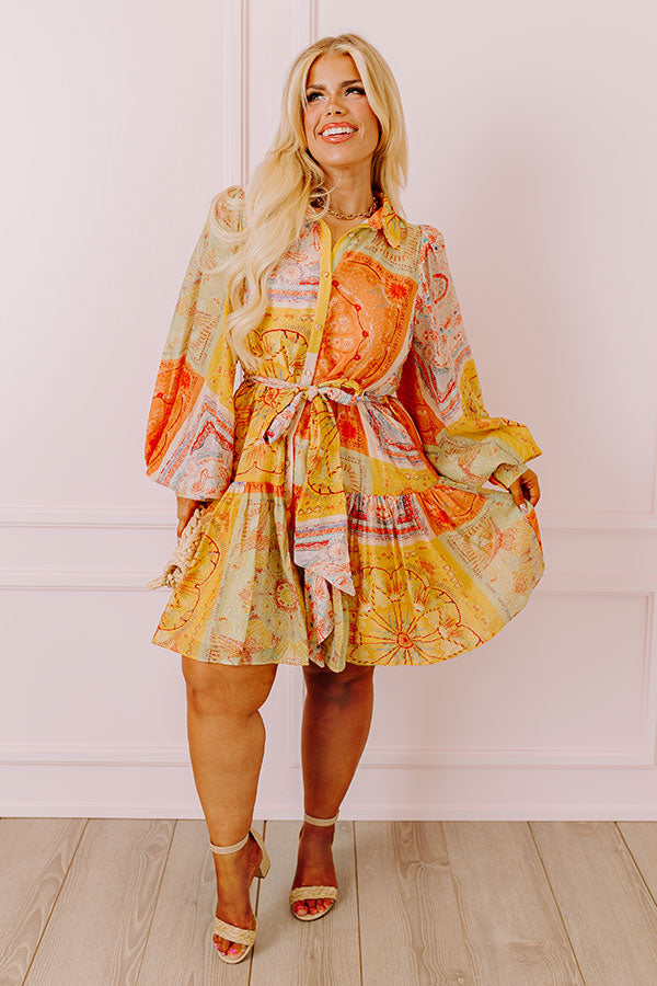 Fancy Flourish Color Block Mini Dress in Orange Curves Image - 1