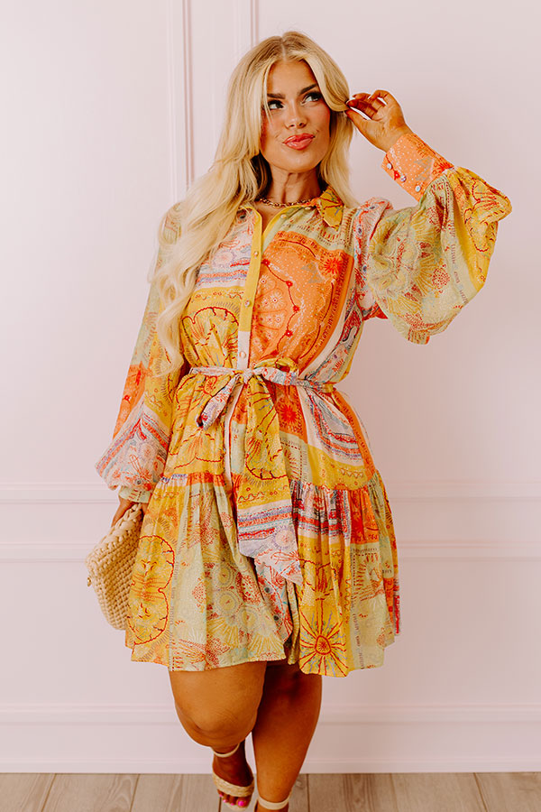 Fancy Flourish Color Block Mini Dress in Orange Curves Image - 1