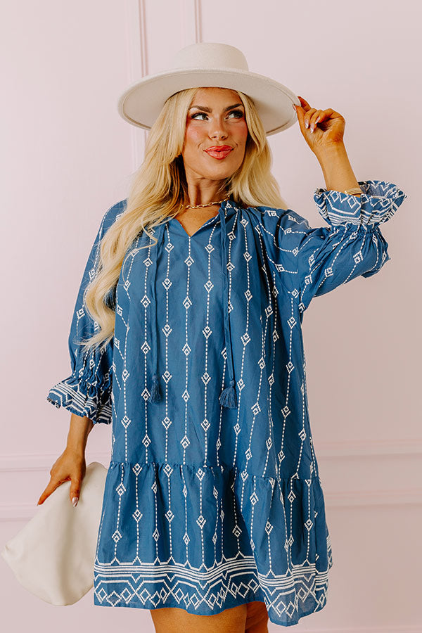 Charleston Stroll Embroidered Mini Dress in Riverside Curves Image - 1
