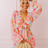 Tropical Vacay Front Tie Romper in Pink Curves Image - 1