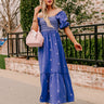 Farmers Market Stroll Smocked Maxi in Indigo Image - 1