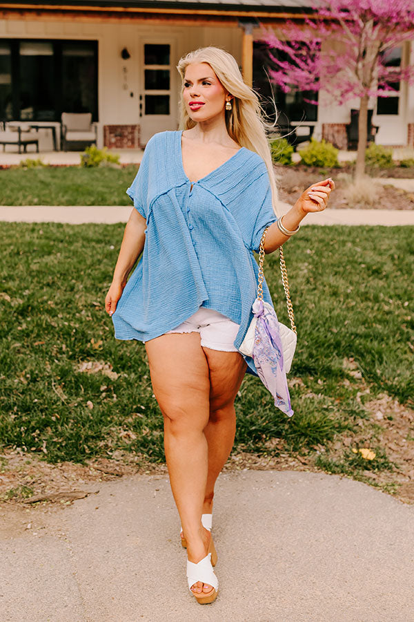 Brunch Voyage Babydoll Top in Ocean Blue Curves Image - 1