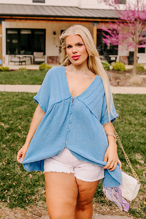 Brunch Voyage Babydoll Top in Ocean Blue Curves Image - 2