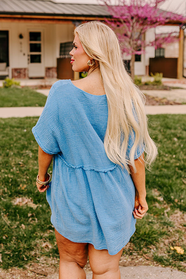 Brunch Voyage Babydoll Top in Ocean Blue Curves Image - 4