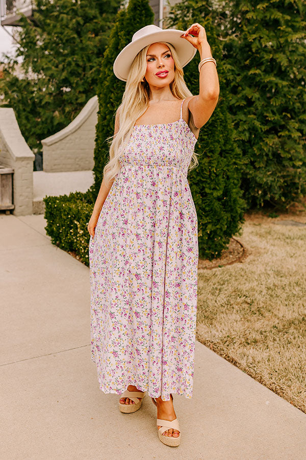 Smiles and Sunshine Floral Maxi in Lavender Curves Image - 1