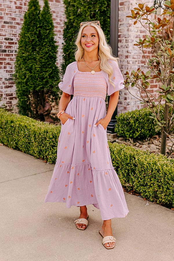 Farmers Market Stroll Smocked Maxi in Lavender Image - 1