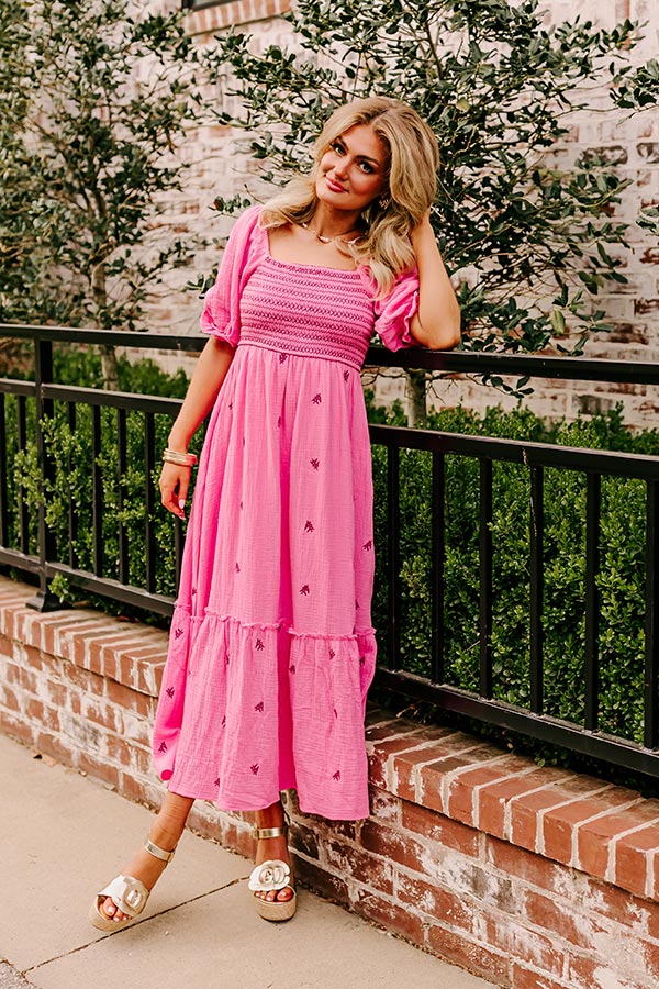 Farmers Market Stroll Smocked Maxi in Pink Image - 1