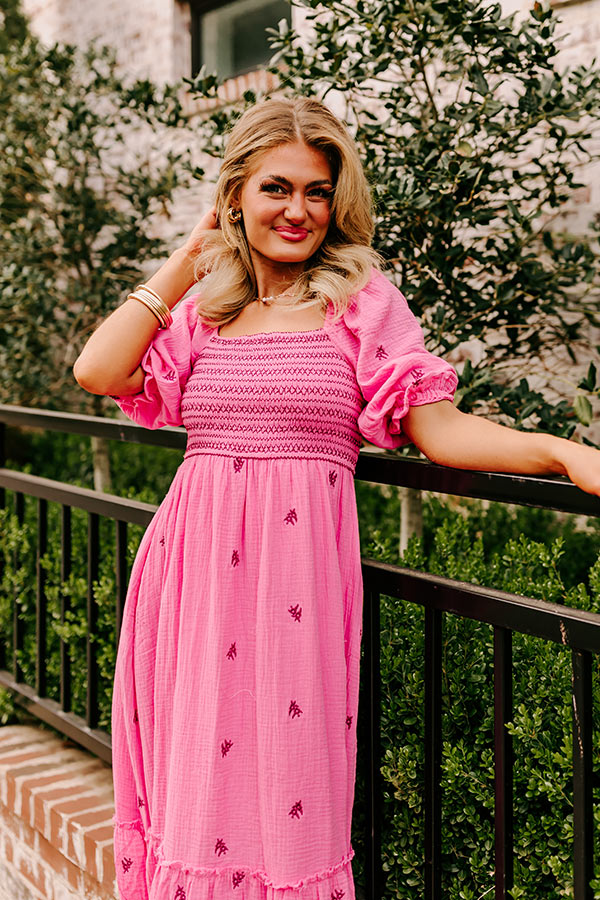 Farmers Market Stroll Smocked Maxi in Pink Image - 2