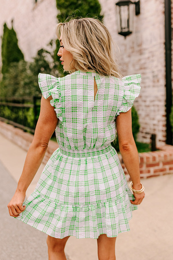 Parkside Picnic Gingham Romper in Lime Image - 5