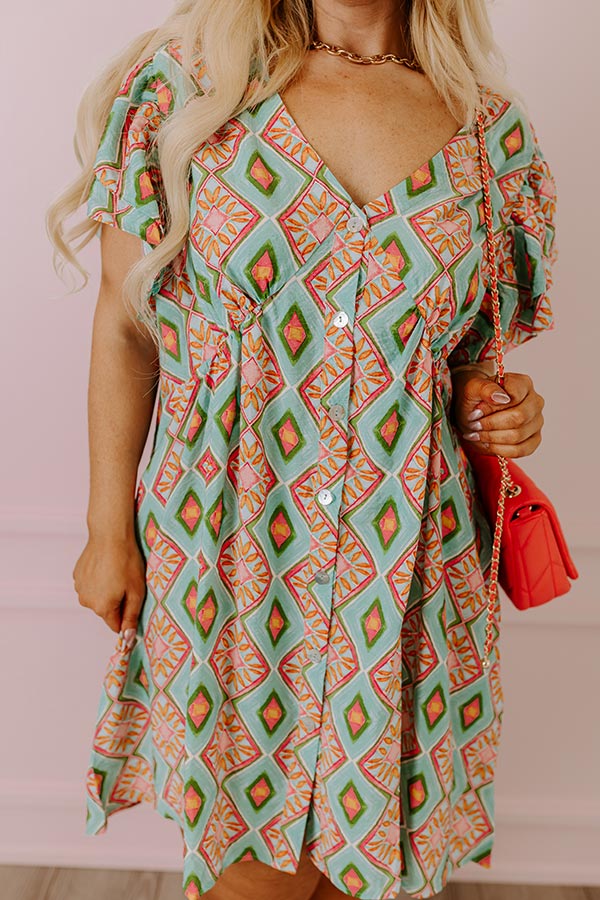 Dinner In Cabo Mini Dress in Aqua Curves Image - 3