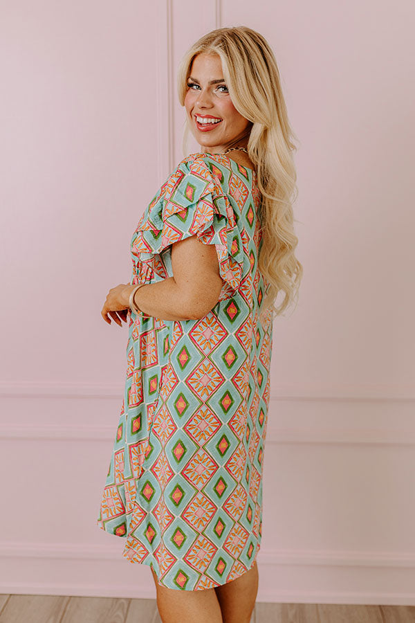 Dinner In Cabo Mini Dress in Aqua Curves Image - 4