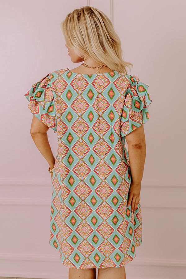 Dinner In Cabo Mini Dress in Aqua Curves Image - 5