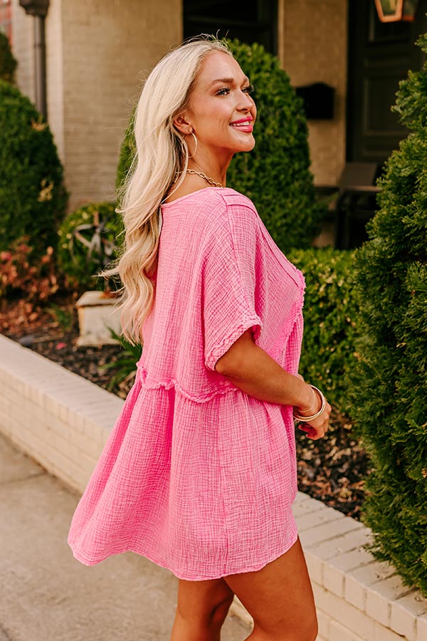 Brunch Voyage Babydoll Top in Pink Image - 4