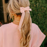 Crushing On You Velvet Bow Hair Clip in Light Peach Image - 1