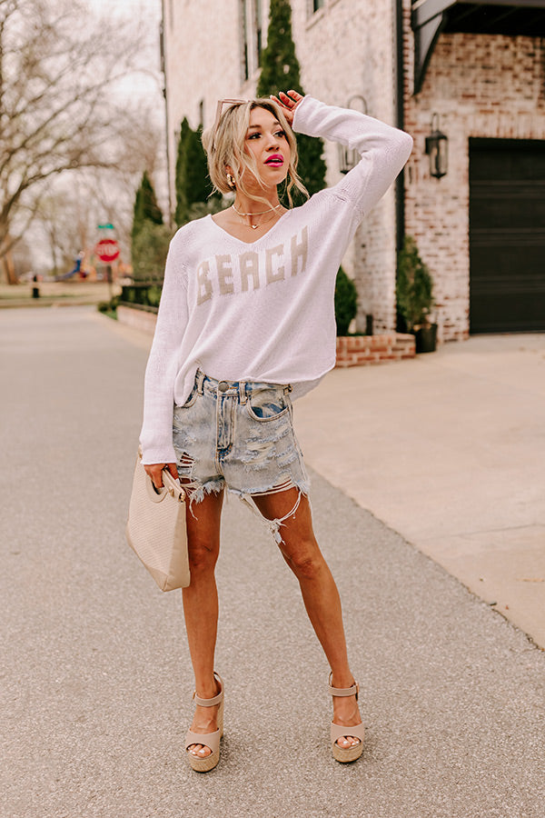 Beach Life Knit Sweater in White Image - 2